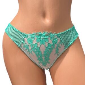 Victoria’s Secret Dream Angels floral lace mesh cheekini panty seafoam green